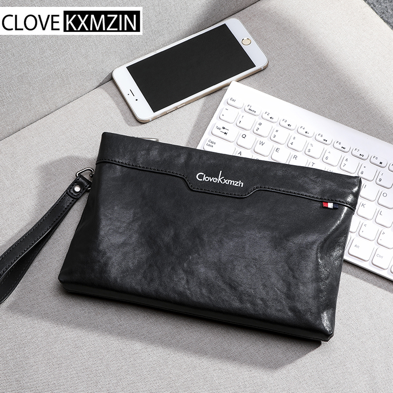 2022 New Men's Clutch Bag Genuine Leather Korean Style Fashion Clip Bag Envelope Bag Trendy Casual Large Capacity Handbag Men's Bag