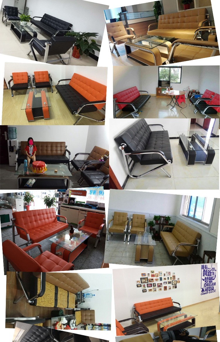 Sofa văn phòng đơn giản tiếp tân kinh doanh sofa ba người Nội thất văn phòng thời trang sofa kết hợp bàn cà phê