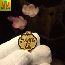 999 gold pendant custom handmade baby birth souvenir wishy lock Zodiac embossed lettering tag