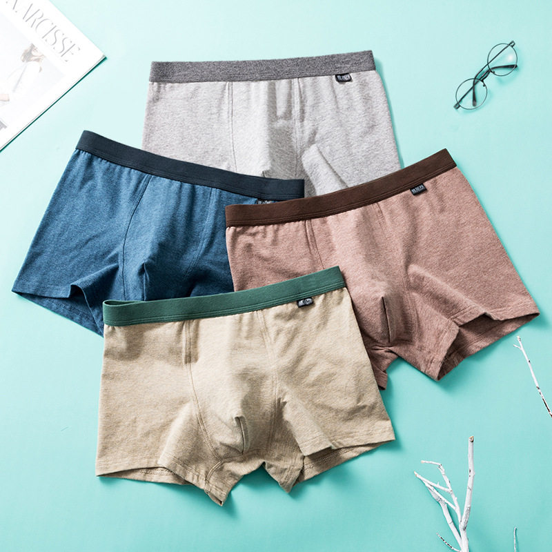 4 Boxed Men's Underwear Comfortable Breathable Cotton Boxers Fashion Printing High School Students Hairstyle Boys