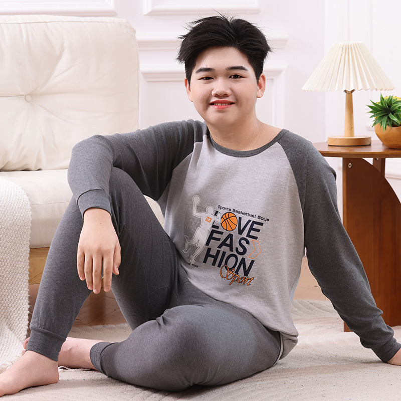 100% Cotton Autumn Clothes and Pants for Older Children, Plus-Size Boys, Junior High School Students, Extra Large Size, Pure Cotton Underwear Set, Thin 100% Cotton Autumn Clothes and Pants for Older Children, Plus-Size Boys, Junior High School Students, Extra Large Size, Pure Cotton Underwear Set, Thin