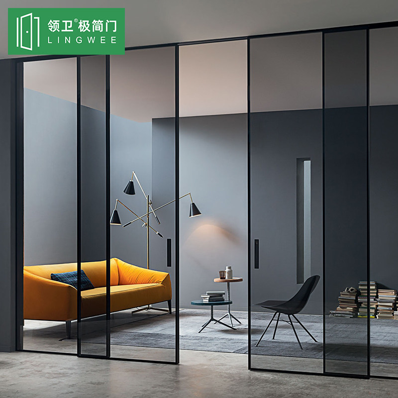 Extremely narrow hanging rail door kitchen door without lower rail sliding door aluminum alloy bathroom bathroom glass door custom balcony door