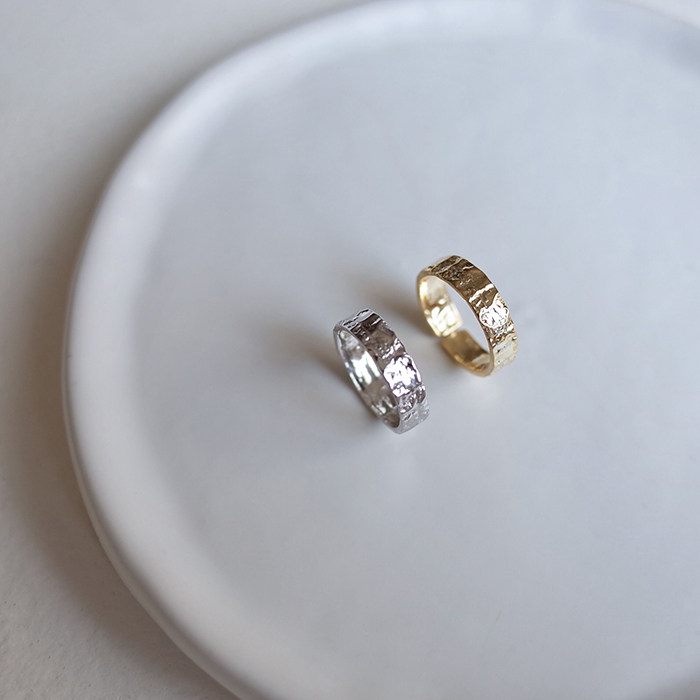 Iamnotnice niche simple cold wind dark wind design bump irregular texture ring 925 silver