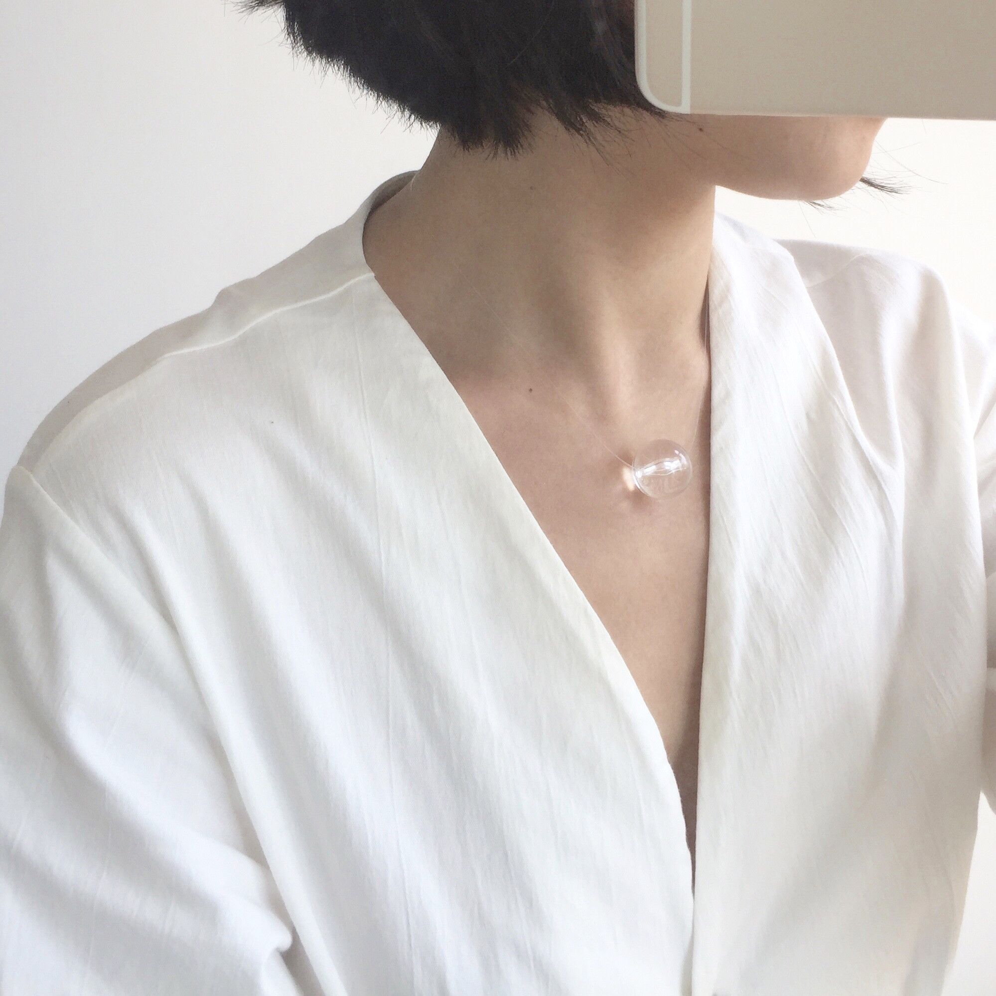 Iamnotnice invisible fishline design necklace female tide koskelexostesium chain red crowd transparent bead neck chain