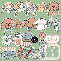 South Korea Ins Wind Hand Tent Sticker Pooch Pattern Material Mobile Phone Notebook Glass Diy Decoration Girl Little Stickler