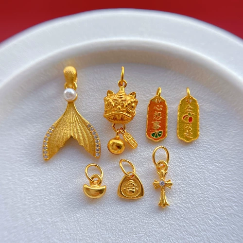 925 старинных французских серебряных позолоченных аксессуаров, все ваши желания сбываются, кулон, пробуждение льва, маленький Будда, кулон в виде слитка рыбьего хвоста своими руками