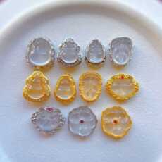 银饰配件 925古法银镀金配件镶嵌水沫玉如意叶子貔貅葫芦五瓣花隔珠diy手链 OTHER