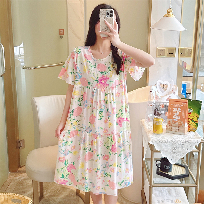 Nightgown for Women, Summer Mid-Length Dress That Can Be Worn Outside, Sweet Plus Size, Loose, Simple, Wide Home Wear, Princess Style Nightgown for Women, Summer Mid-Length Dress That Can Be Worn Outside, Sweet Plus Size, Loose, Simple, Wide Home Wear, Princess Style