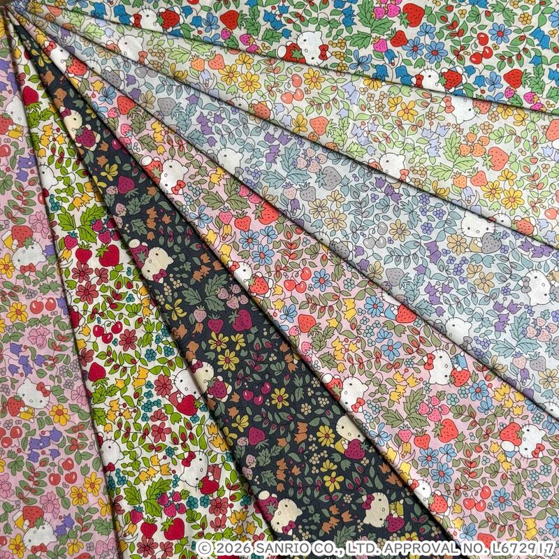 Half a Meter of Liberty Japanese Tana Cotton Kitty Collaboration Strawberry Field Clothing Handmade Fabric