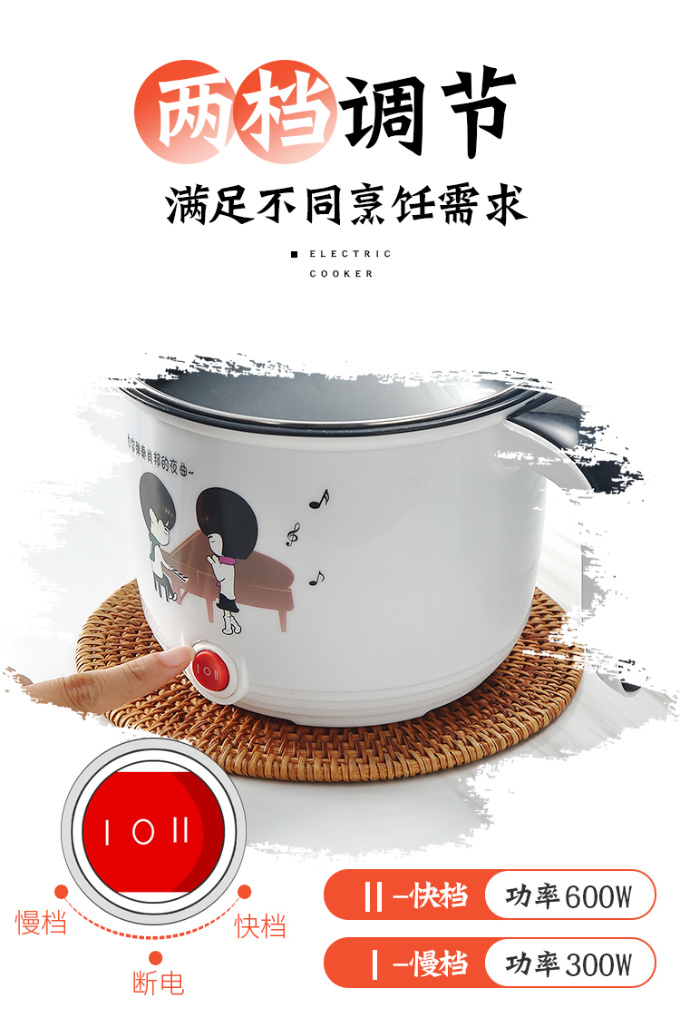 nồi điện nấu mì Cách nhiệt thông minh hấp trứng luộc trứng máy tự động tắt nguồn sinh viên ký túc xá nấu cháo nấu ăn nấu ăn ký túc xá nồi - Nồi trứng nồi lẩu mini 2 người