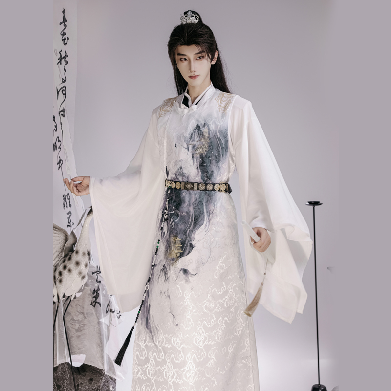 Tang and Song Dynasty Style Round-Neck Robe Set for Men, Chinese Style Youth Clothing, Gongsun Cai, Prince, Crown Prince, Eight Virtuous Lords, Hanfu, Ancient Costume, National Trend Style Tang and Song Dynasty Style Round-Neck Robe Set for Men, Chinese Style Youth Clothing, Gongsun Cai, Prince, Crown Prince, Eight Virtuous Lords, Hanfu, Ancient Costume, National Trend Style