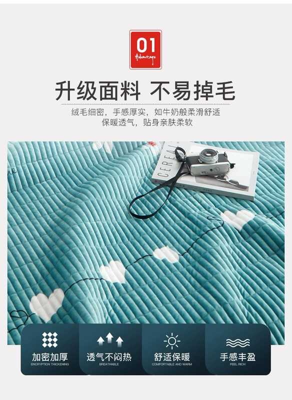 Thickening bên đống mặt xuống giường bên bông bao gồm thành viên đơn tinh thể bông chăn tấm flannel dày bông mùa đông - Khăn trải giường