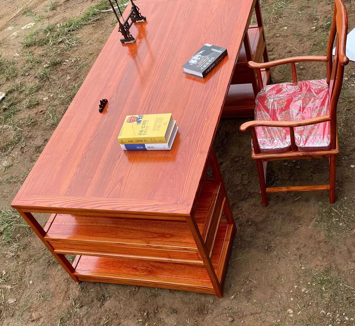 Chinese-style solid wood elm desk desk calligraphy and painting desk antique Chinese study desk calligraphy desk Chinese medicine simple light luxury