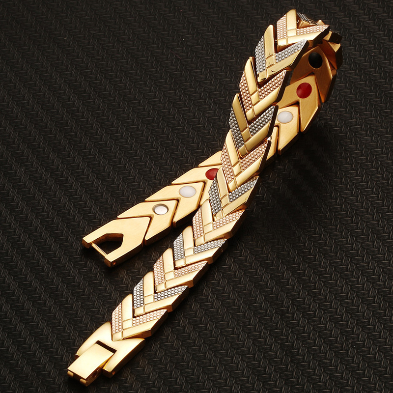 Light Luxury Genuine Magnet 18K Gold-Plated Men's Bracelet, High-End, Fashionable, Versatile, Trendy, Non-Fading, Trendy Men's Jewelry