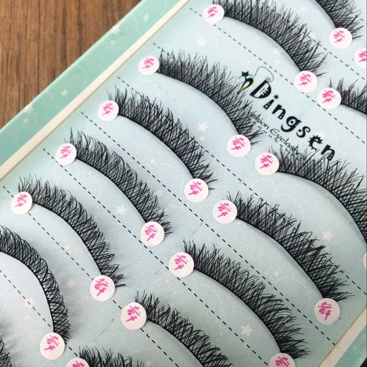 Handmade lông mi giả trang điểm nude tự nhiên dày mềm mại và thoải mái cuống bông chéo thực tế lông mi giả ngắn