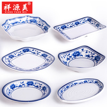 Xiangyuan beauty blue and white porcelain melamine tableware imitation porcelain dish intestines powder plate household plastic plate commercial creative plate