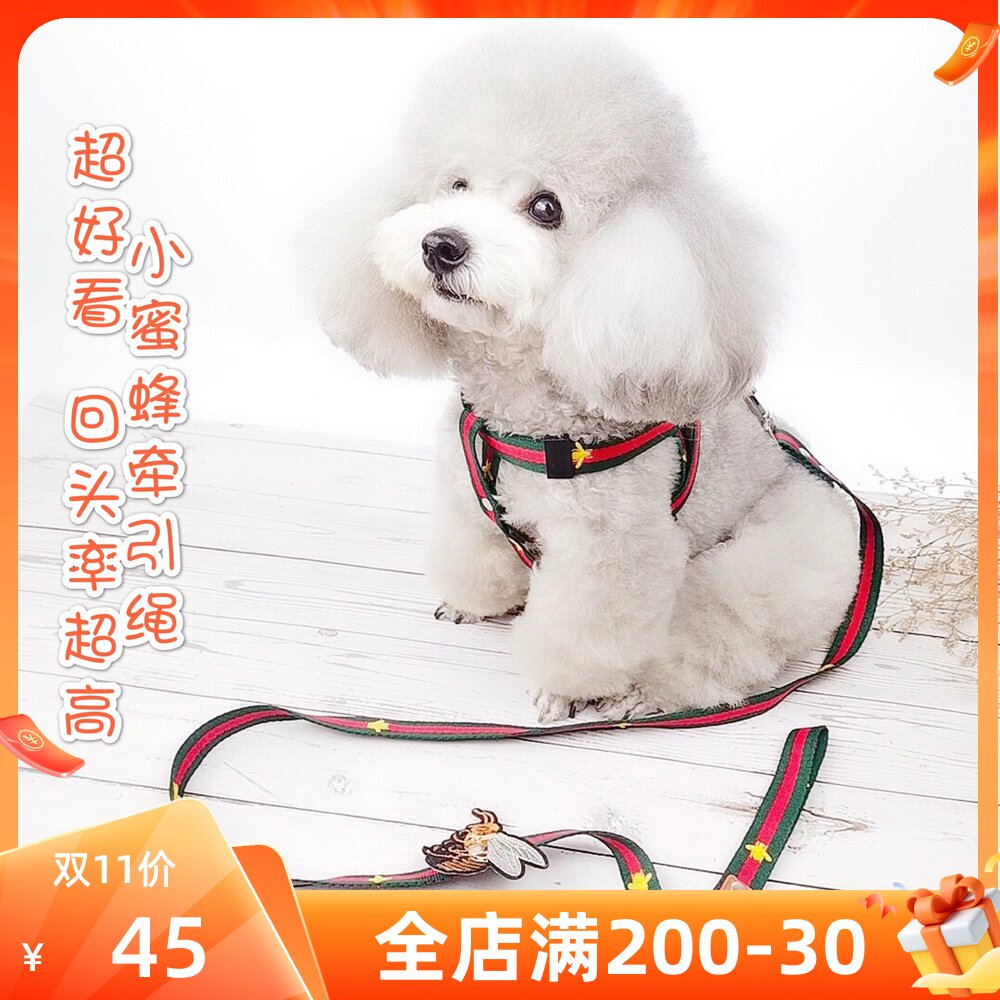 Robi Pets-Medium Small Dog Vest Leash Dog Leash Teddy Bee Walking Leash Pet Chest Hold Baby Bag