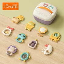 Newborn baby hand rattle teether baby food grade boilable teether gift box set educational rattle toy
