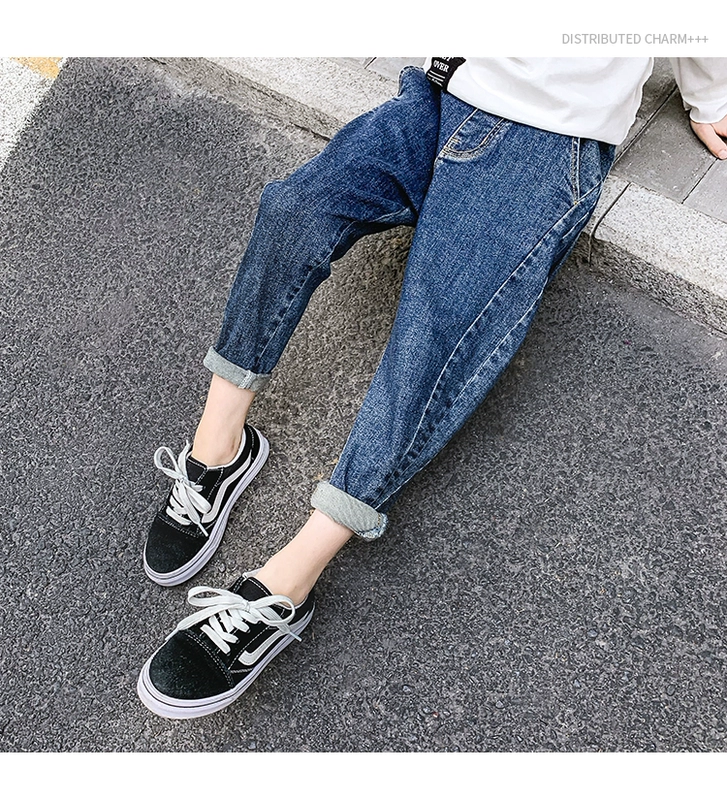 Quần bé trai mùa xuân 2019 quần jeans mới cho bé lớn quần âu quần áo trẻ em phiên bản Hàn Quốc của quần chân thủy triều - Quần thời trang bé gái