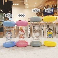 Корейский мультфильм KT Double -Layer Glass Cup симпатичная анти -хот -хат -студентка, делая цветочный чай с чаем для чая подруга вода чашка