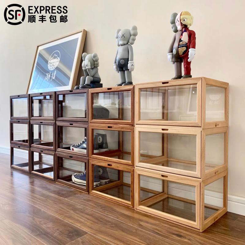 Btog Classy Solid Wood Shoe Box Black Walnut Wood Transparent Display Cabinet Aj Shoe Wall Sneakers Blind Box Figure Storage Box Btog Classy Solid Wood Shoe Box Black Walnut Wood Transparent Display Cabinet Aj Shoe Wall Sneakers Blind Box Figure Storage Box