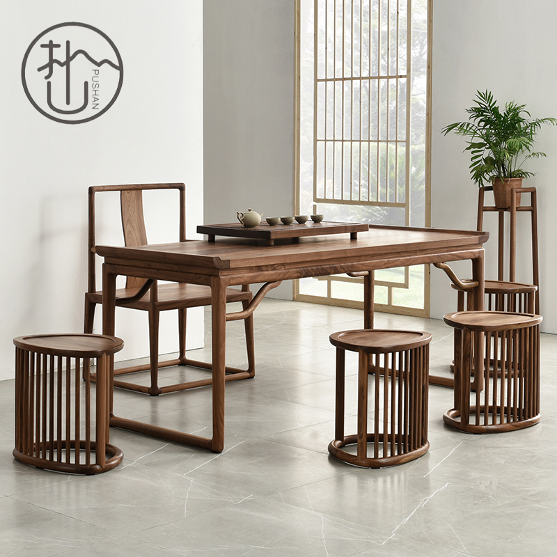 New Chinese style tea table and chair combination Kung Fu coffee table simple antique Zen home office tea table tea space furniture