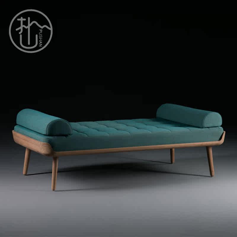 North American black walnut bench Nordic simple fabric soft bag bed end stool modern new Chinese style all solid wood shoe changing stool