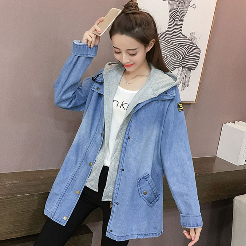 New pregnant woman cowboy coat spring and fall fashion outwear a large number of fat MM loose and thin and two pieces of set