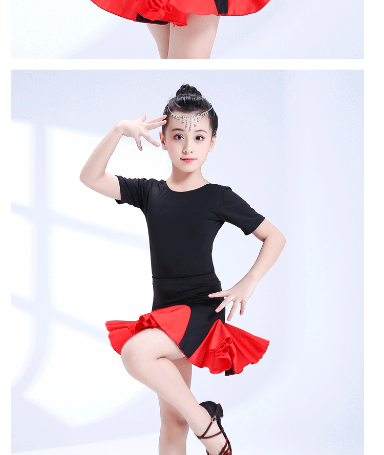 Trẻ em mới Trang phục Latin mùa thu trẻ em tay dài tập thể dục thực hành quần áo cô gái nhảy thi thi quần áo trang phục biểu diễn đẹp