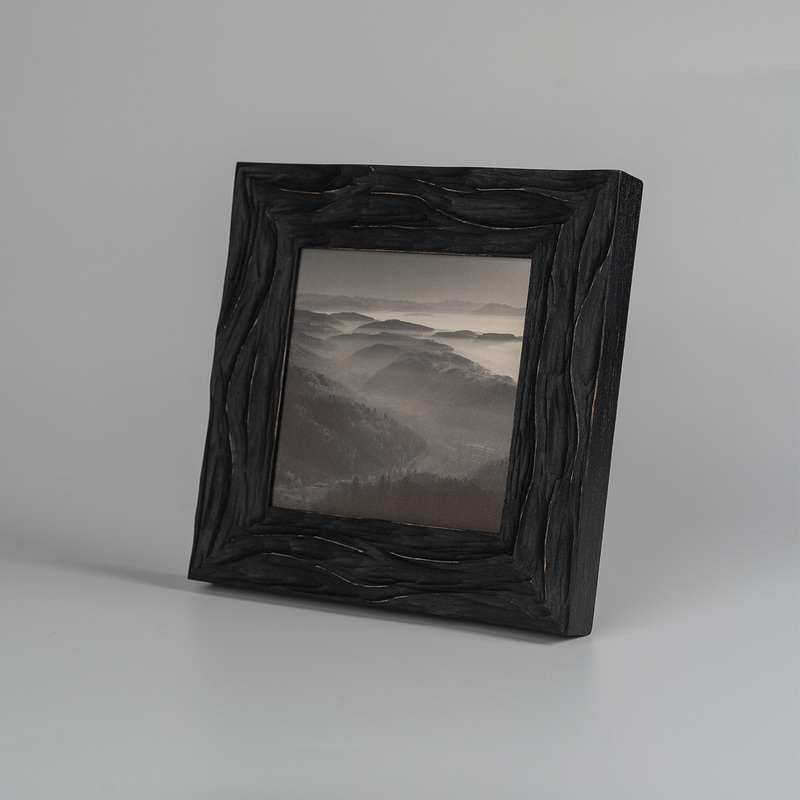 Hand-Carved Texture Black Distressed Effect Solid Wood Art Decoration Photography Painting Photo Frame from Shanli