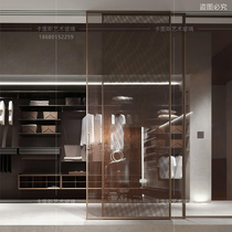 Karis Italy imported wired glass partition screen extremely narrow sliding door modern light luxury metal wired