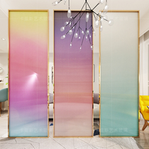 Customized gradient color Changhong glass partition screen corrugated simple wired glass living room living room art partition