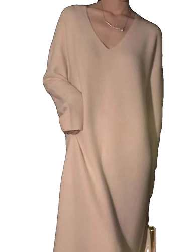 Белое трикотажное платье, шерстяное платье, изысканный стиль, V-образный вырез, французский стиль