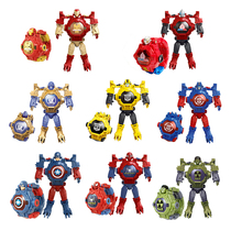 Projection deformation electronic watch Ultraman Iron Man cartoon transformation robot childrens boys and girls toys