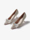 High-heeled wedding shoes, pointed toe bridal shoes, engagement French style comfortable princess non-tiring feet wedding dress toast champagne color crystal shoes