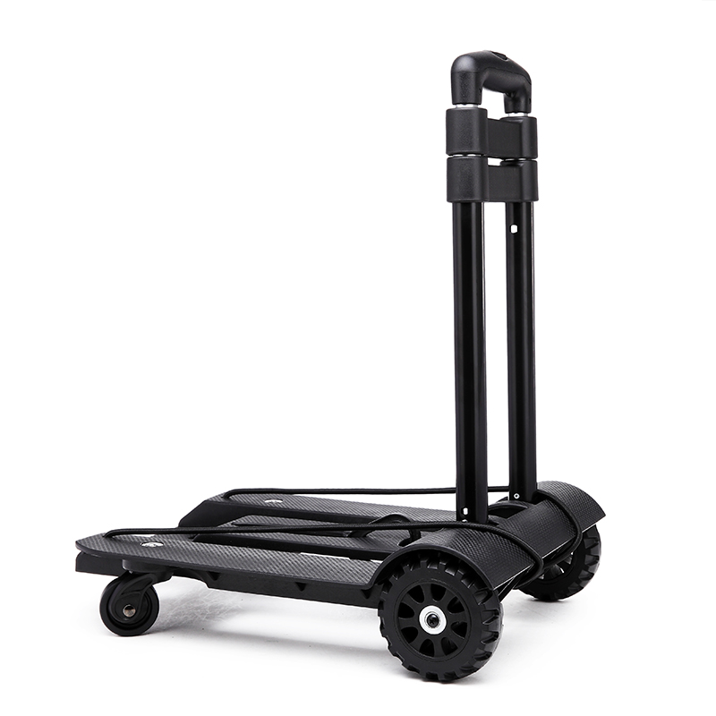 New product universal wheel hand pull cart Four-wheel folding trolley portable cart Home light aluminium alloy pull-lever car