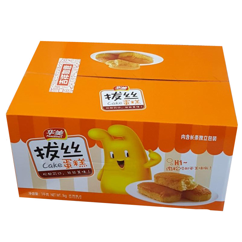 Huamei shredded cake 1kg whole box snack nutrition breakfast net red meat muffin shredded buns 1000g