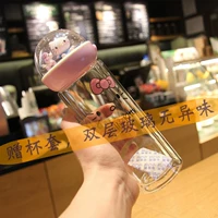 Sáng tạo dễ thương vi cảnh đôi kính hoạt hình dày chịu nhiệt thuận tiện chai nước nữ sinh viên cốc nước Hàn Quốc - Tách bình giữ nhiệt lock&lock 1000ml