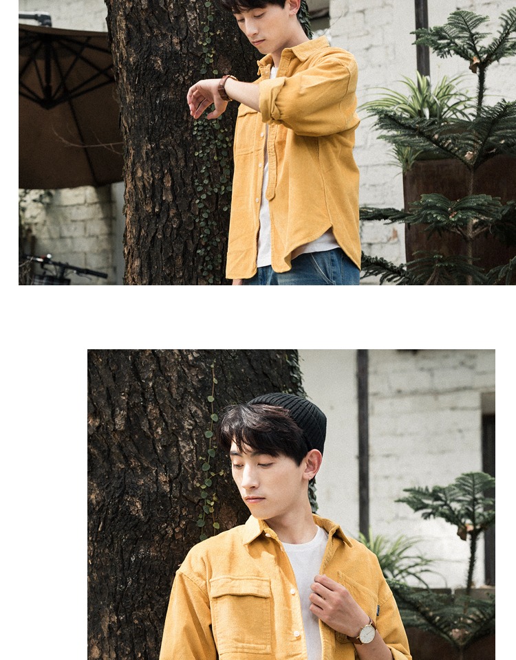 Mùa xuân Nhật Bản áo sơ mi nam thanh niên màu rắn lỏng áo khoác lửng áo khoác túi mặc áo thủy triều - Áo khoác đôi quần jean nam