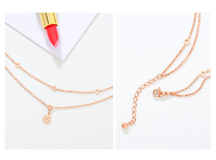 Vòng chân nữ phiên bản Nhật Bản và Hàn Quốc của thời trang mạ vàng hồng 18K vòng chân vàng titan thép màu vàng đôi tua rua chân chuỗi trang sức - Vòng chân lắc chân nữ inox
