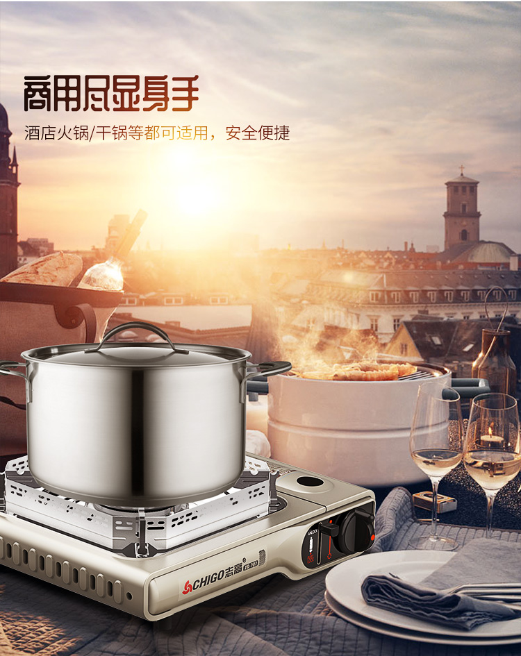 Chigo ngoài trời thẻ di động thẻ lò từ lò gas gas với bếp lửa nhỏ lò gas bếp lò - Bếp lò / bộ đồ ăn / đồ nướng dã ngoại mua bếp ga mini