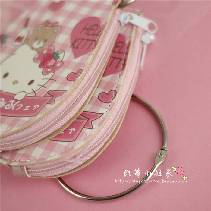 helloKitty đồng xu móc khóa màu hồng hoạt hình vòng đeo tay chống trầy xước ví nam da thật