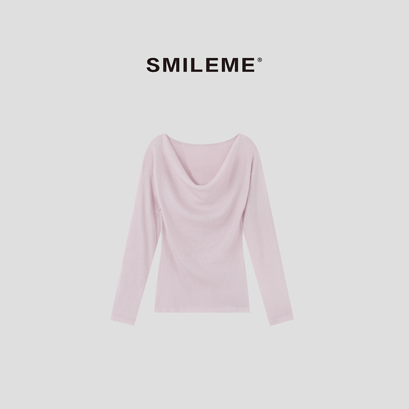 Ruan Xiaomi Smileme【Zhiqiu】Mulberry Silk and Sheep Wool Swing Collar Long-Sleeve Knit Top for Women, Autumn Style Ruan Xiaomi Smileme【Zhiqiu】Mulberry Silk and Sheep Wool Swing Collar Long-Sleeve Knit Top for Women, Autumn Style