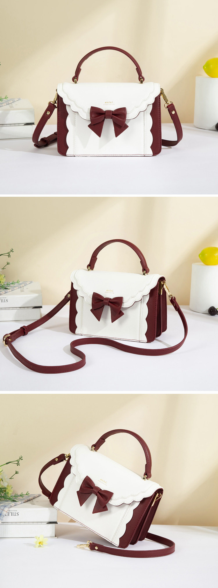 In stock 2024 new bow accordion small square bag lolita oneshoulder
