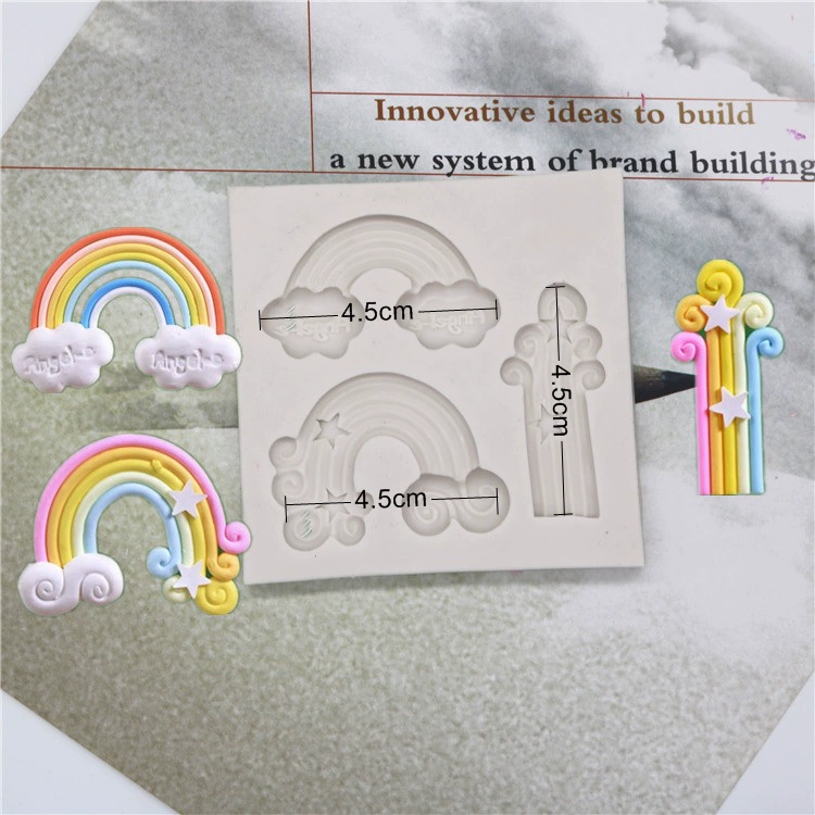 DIY Silicone Fondant Sôcôla Hương liệu Handmade Xà phòng Đất sét Khuôn Mây Trắng Cầu vồng Khí cầu Khí cầu Lớn, Trung bình và Nhỏ khuôn làm bánh bao
