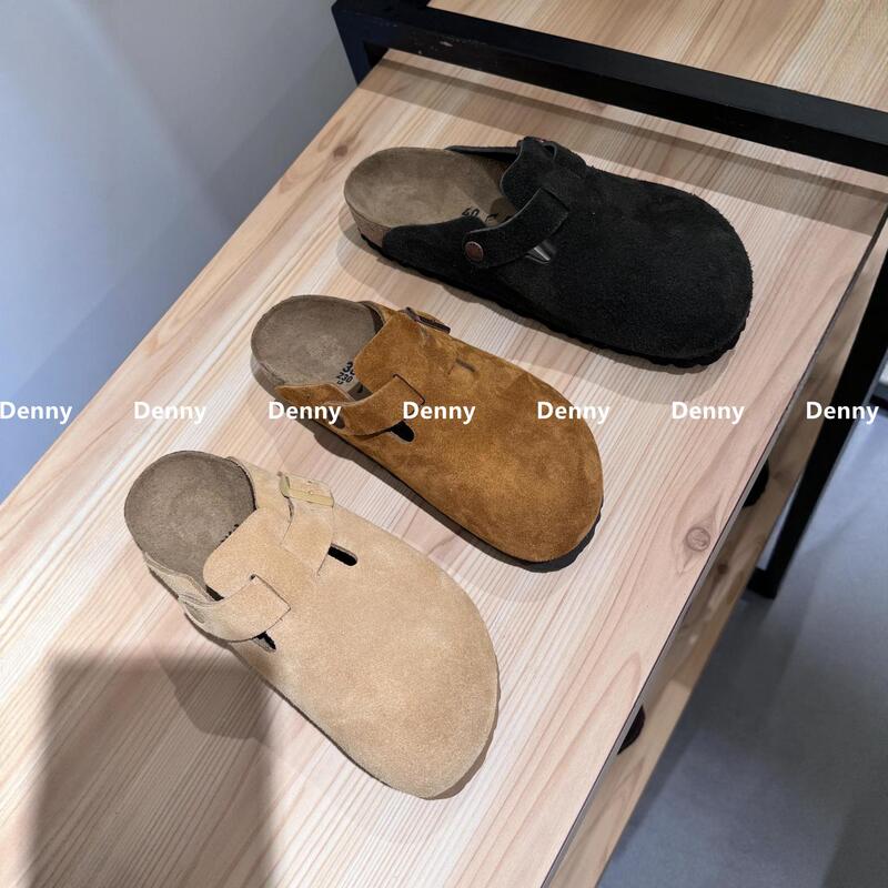 Domestic Stock | Official Genuine Product | Narrow Version Birkenstock Half-Slippers with Cork Sole, Genuine Leather, Open-Toe Sandals for Men and Women