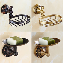 European and American style black all copper soap box mesh dish bathroom antique soap rack wall bathroom pendant free hole