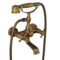 European antique all-copper bathroom Bathtub faucet Simple shower bathroom Blue and white porcelain vintage telephone sprinkler