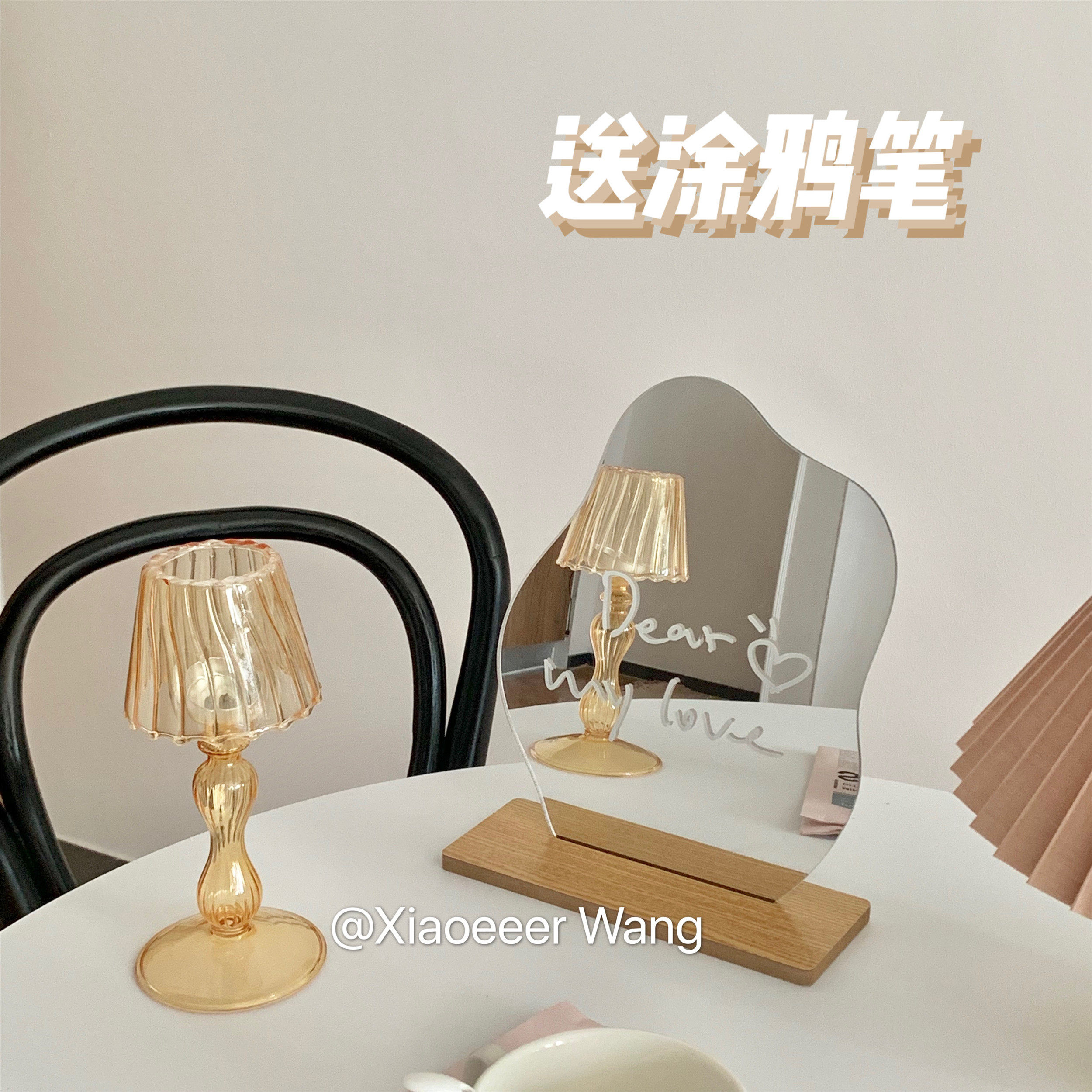 Korean ins simple homemade niche irregular mirror desktop wooden makeup mirror special-shaped decorative photo props