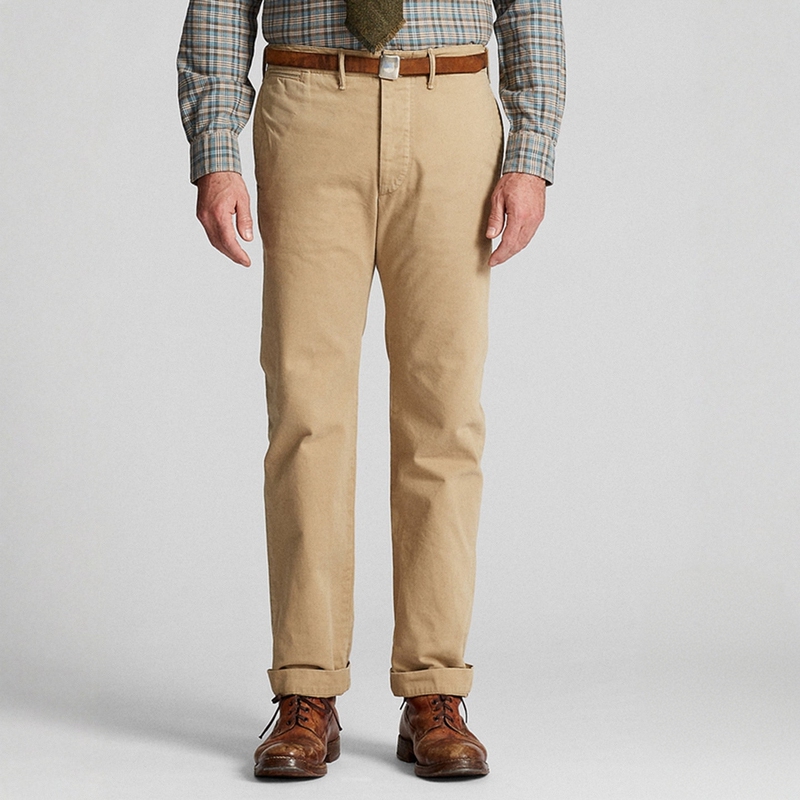Double R Khaki Square Label 10.5 oz Distressed American Retro Casual Pants Men's Straight-Leg Trousers Double R Khaki Square Label 10.5 oz Distressed American Retro Casual Pants Men's Straight-Leg Trousers